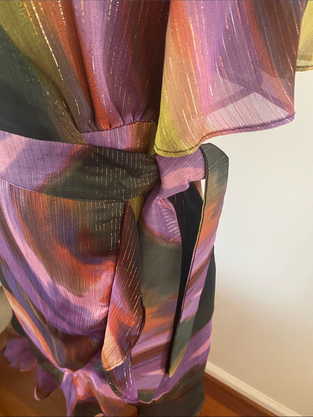 Nicole miller size 4 iridescent wrap dress - Picture 3 of 8